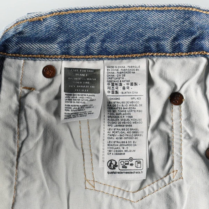Levi's 501 R '90'S Patchwork Straight Denim Pants, Women's XL (equivalent to W31) cotton blue type Vintage Second Hand
