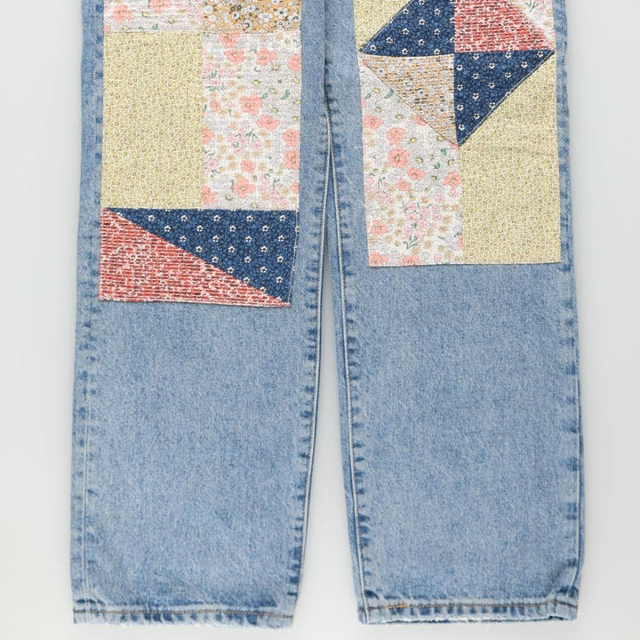 Levi's 501 R '90'S Patchwork Straight Denim Pants, Women's XL (equivalent to W31) cotton blue type Vintage Second Hand