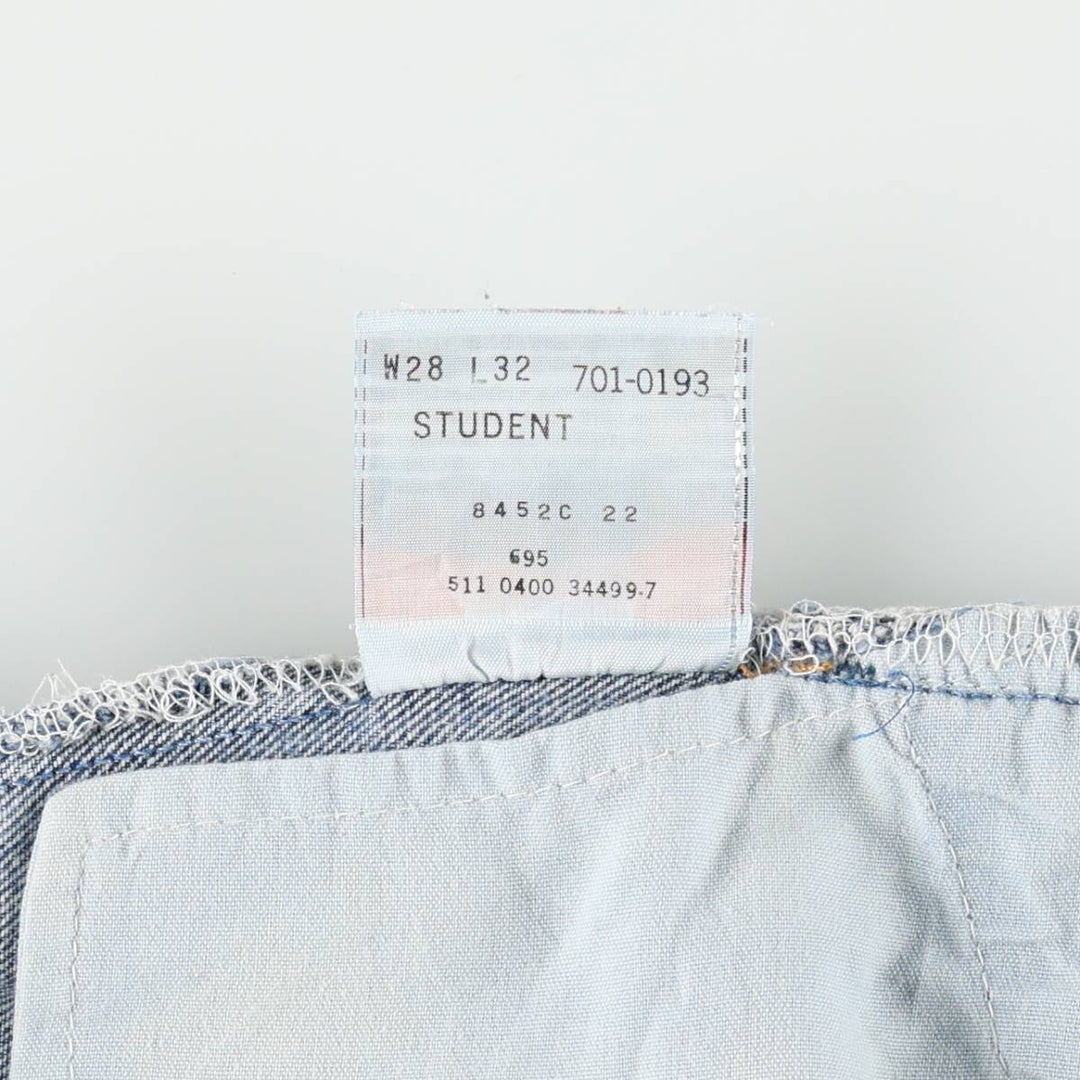 2000'S Levi's 701-0193 STUDENT Straight Denim Pants, Made in USA, Women's Size L (W27 equivalent) cotton blue type Vintage Second Hand