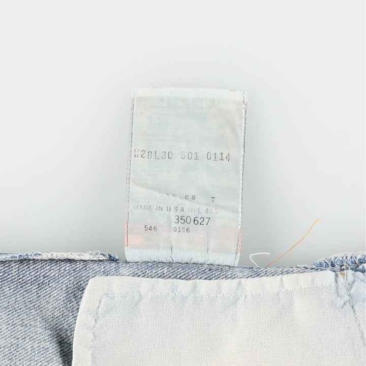 1990'S Levi's 501-0114 Straight Denim Pants, Made in USA, Women's Size L (equivalent to W28), Vintage cotton blue type Vintage Second Hand