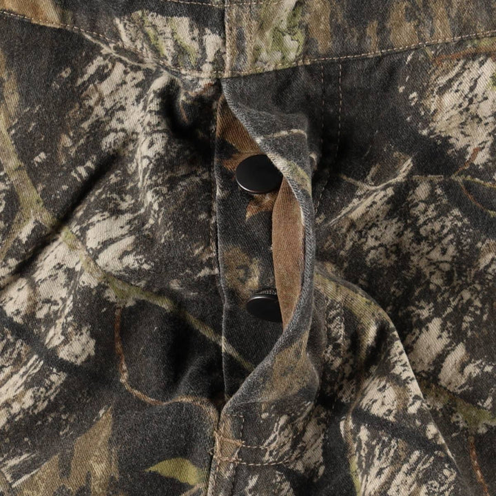 MOSSY OAK FieldStaff Camouflage Pattern Real Tree Camo Overalls Women's L (equivalent to W28) cotton Khaki type brown Vintage Second Hand