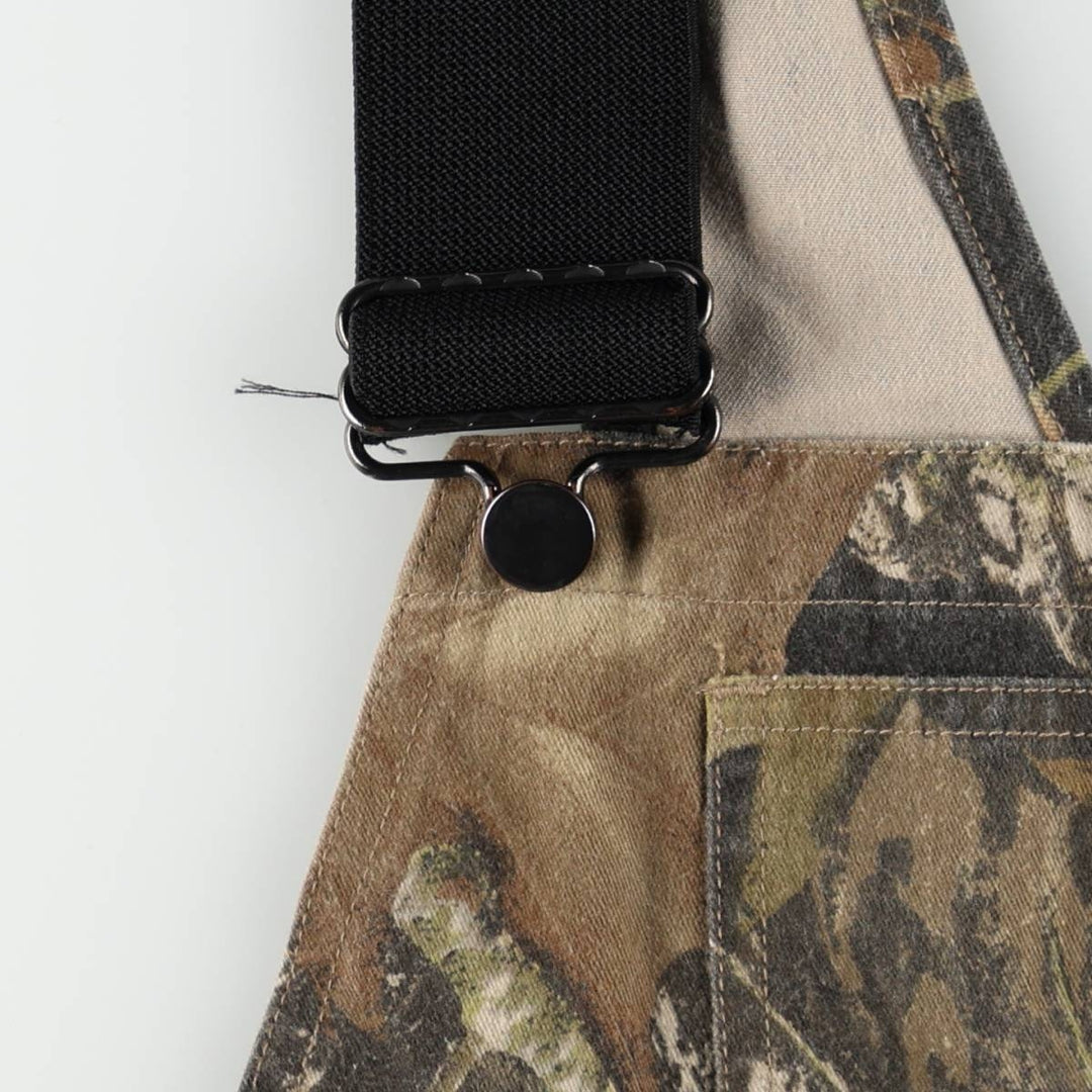 MOSSY OAK FieldStaff Camouflage Pattern Real Tree Camo Overalls Women's L (equivalent to W28) cotton Khaki type brown Vintage Second Hand
