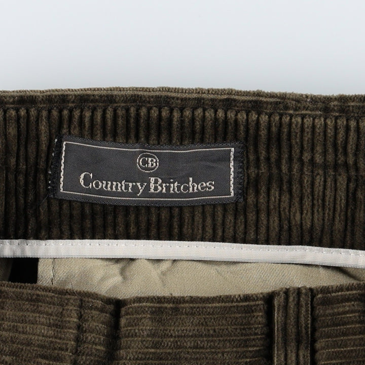 Country Britches Two-Pleat Corduroy Pants, Men's Size W32 (approx.) unclear dark chocolate Vintage Second Hand