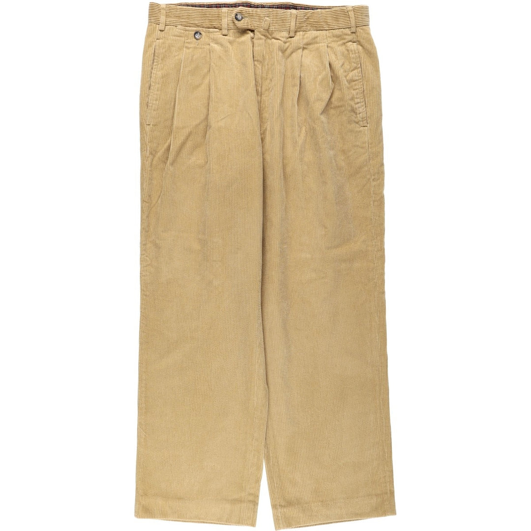 Faconnable Two-Pleat Corduroy Pants, Men's Size W35 (approx.) cotton Beige type Vintage Second Hand