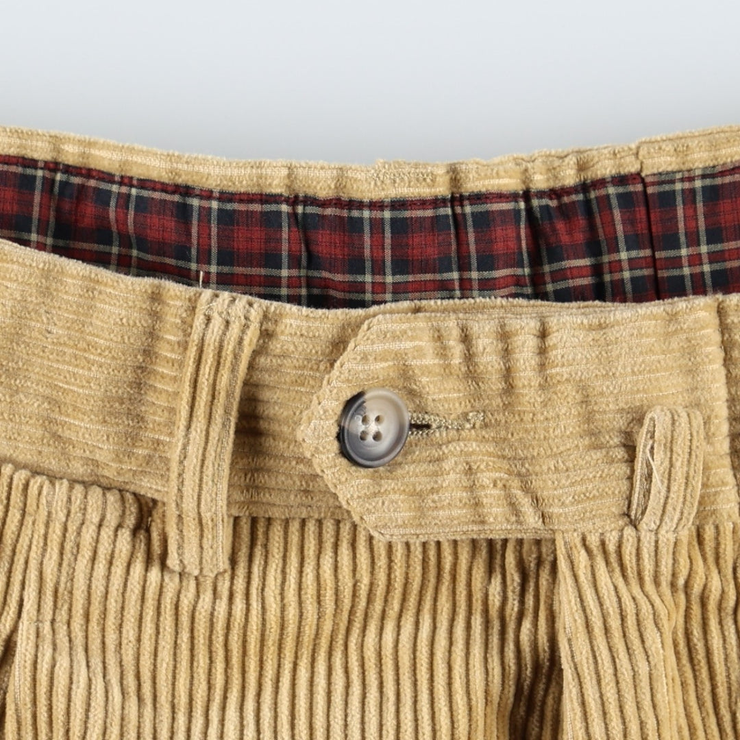 Faconnable Two-Pleat Corduroy Pants, Men's Size W35 (approx.) cotton Beige type Vintage Second Hand