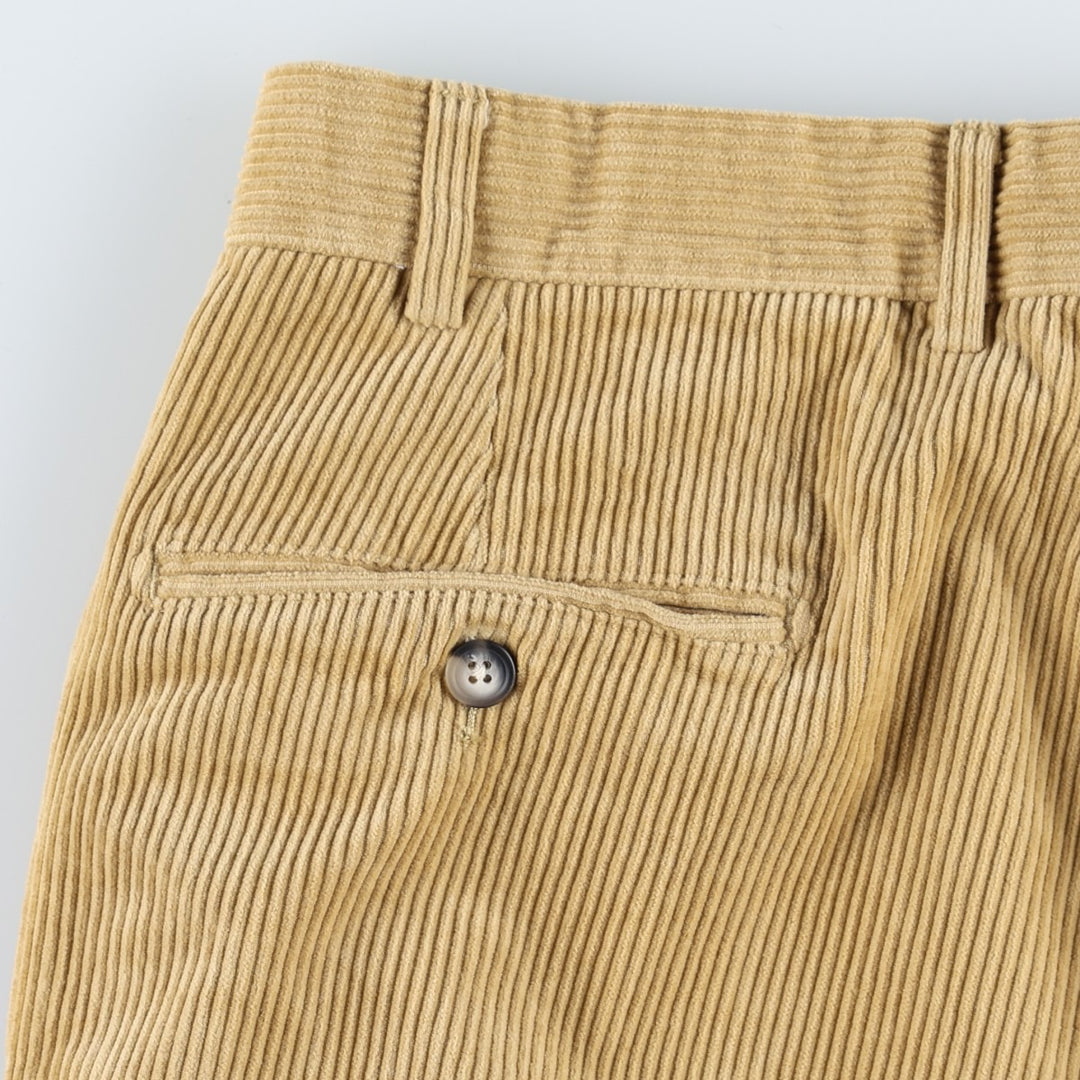 Faconnable Two-Pleat Corduroy Pants, Men's Size W35 (approx.) cotton Beige type Vintage Second Hand