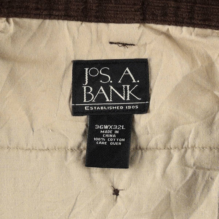 JOS. A. BANK Two-Pleat Corduroy Pants, Men's Size W36 (approx.) cotton brown type Vintage Second Hand