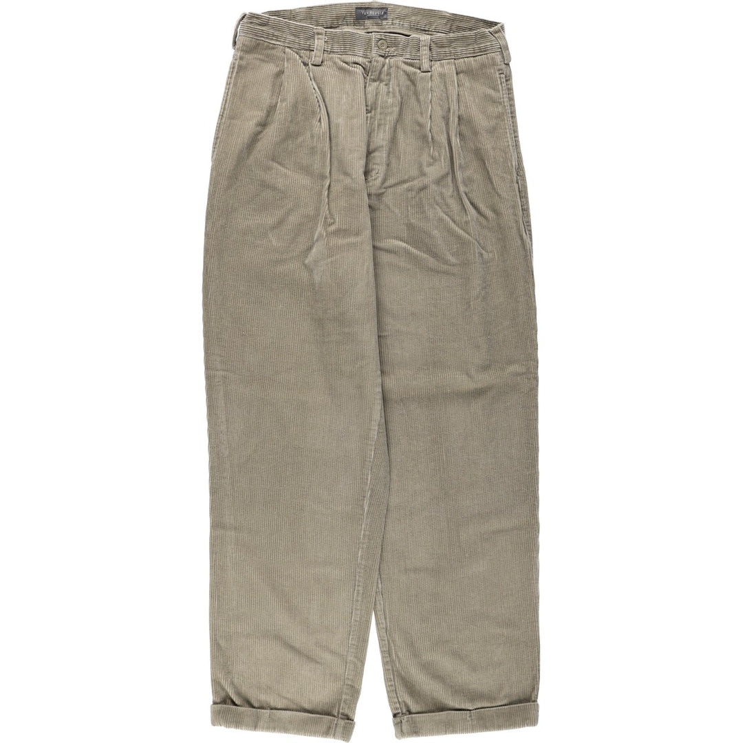 VAN HEUSEN Two-Pleat Corduroy Pants, Waist: 34, Inseam: 32 (Equivalent to Men's W34) cotton Beige type Vintage Second Hand