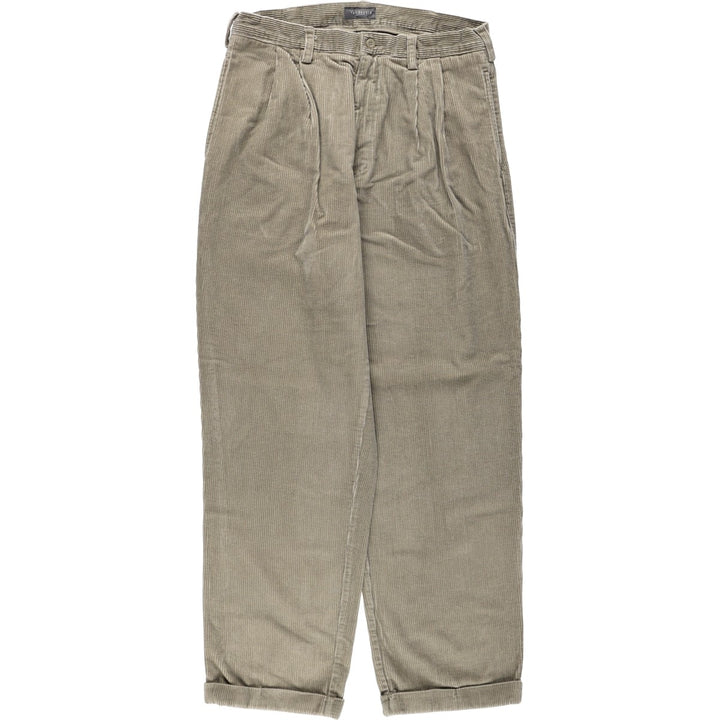 VAN HEUSEN Two-Pleat Corduroy Pants, Waist: 34, Inseam: 32 (Equivalent to Men's W34) cotton Beige type Vintage Second Hand
