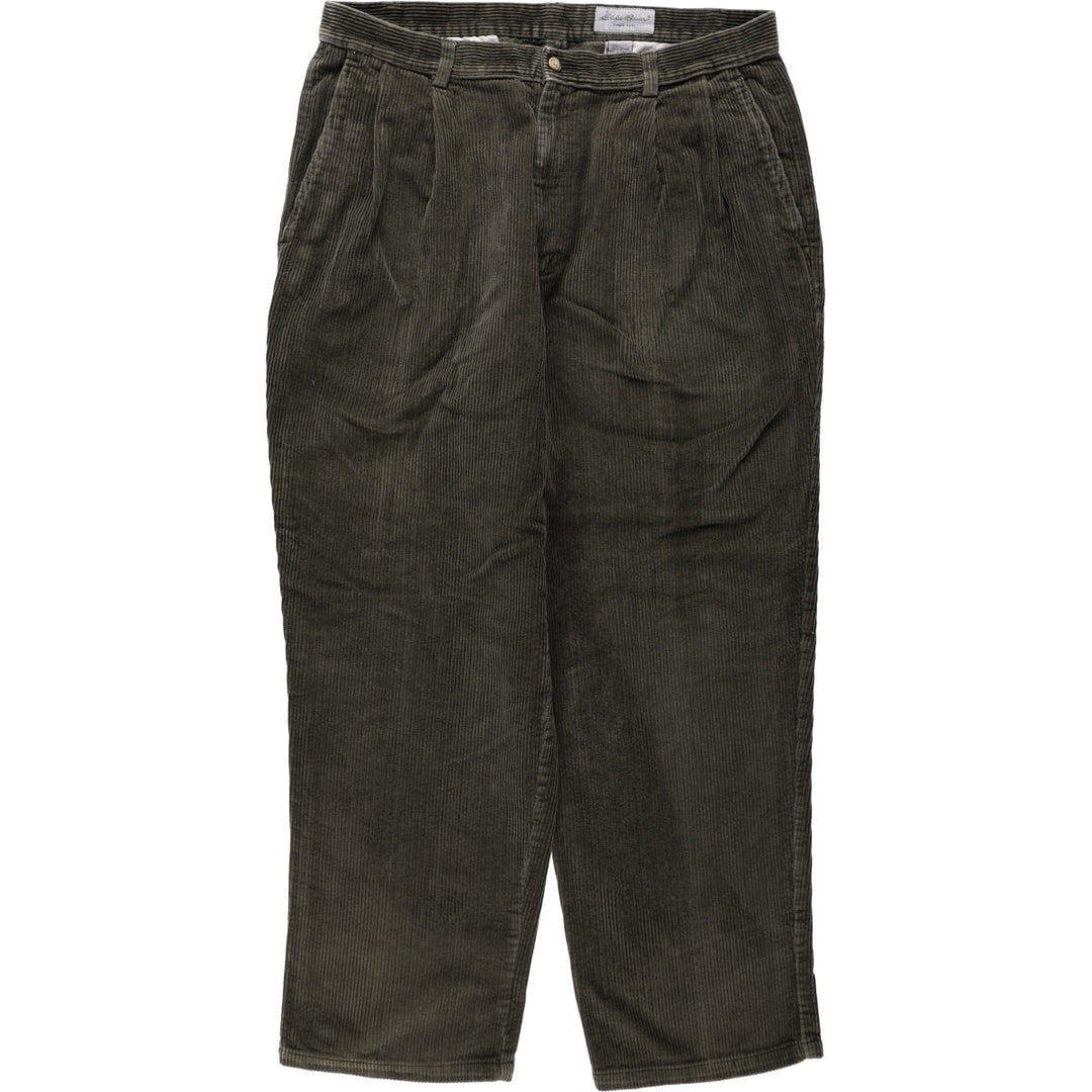 Eddie Bauer two-pleat wide-wale corduroy pants, men's size W36 (approx.) cotton Khaki type Vintage Second Hand