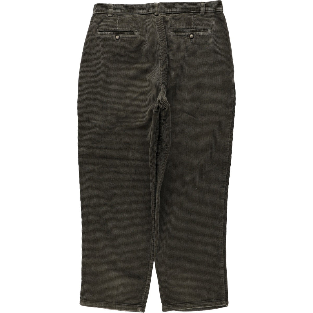 Eddie Bauer two-pleat wide-wale corduroy pants, men's size W36 (approx.) cotton Khaki type Vintage Second Hand
