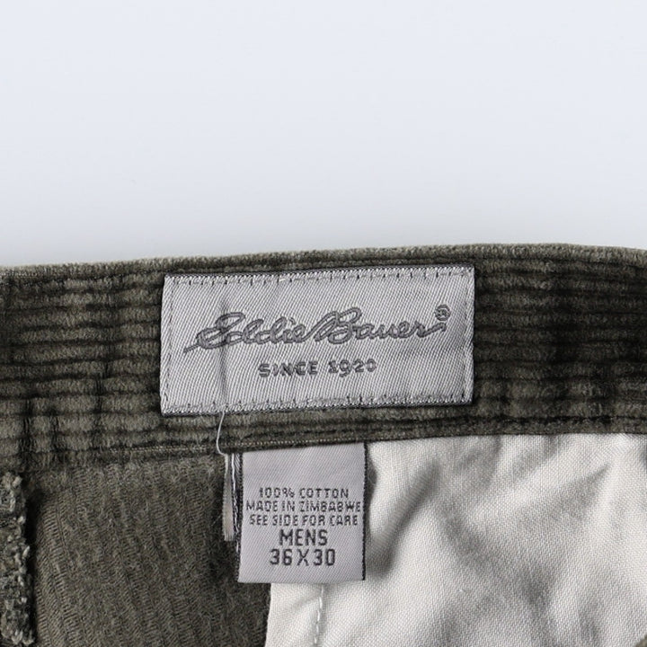Eddie Bauer two-pleat wide-wale corduroy pants, men's size W36 (approx.) cotton Khaki type Vintage Second Hand