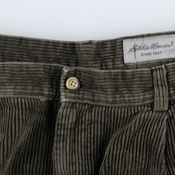Eddie Bauer two-pleat wide-wale corduroy pants, men's size W36 (approx.) cotton Khaki type Vintage Second Hand