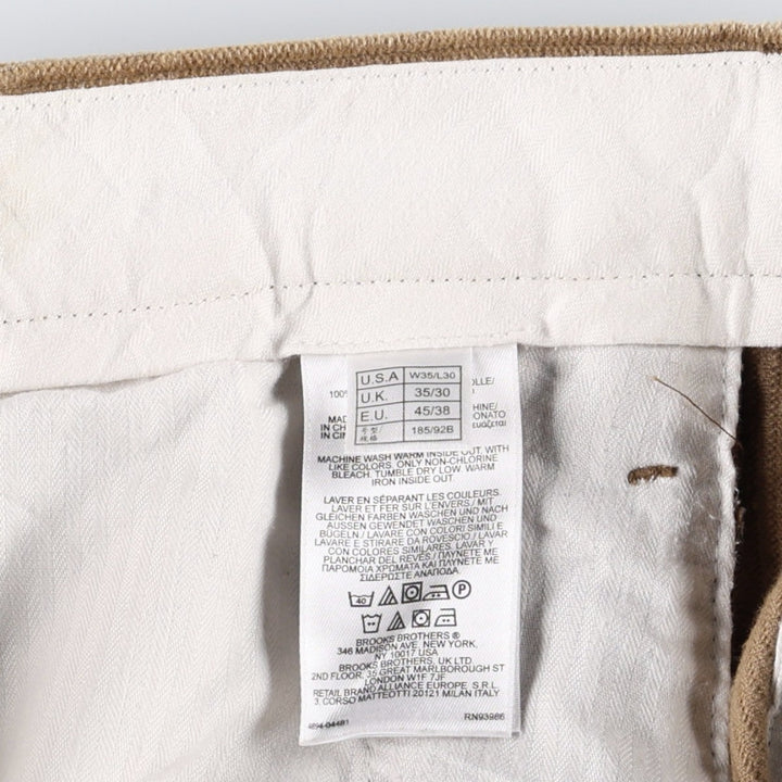 Brooks Brothers 346 Two-Pleated Corduroy Pants, Men's, Size W34 cotton Beige type Vintage Second Hand