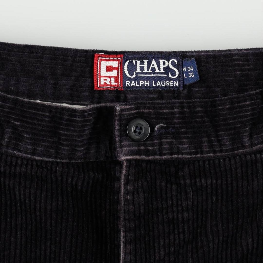 Ralph Lauren CHAPS corduroy pants, men's size W33 (approx.) cotton black type Vintage Second Hand