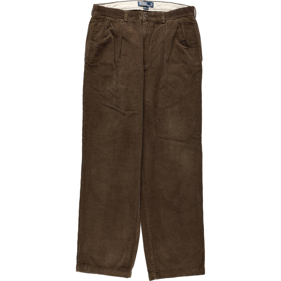 Ralph Lauren POLO by Ralph Lauren ANDREW PANT, two-pleat corduroy pants, men's size W34. cotton brown type Vintage Second Hand