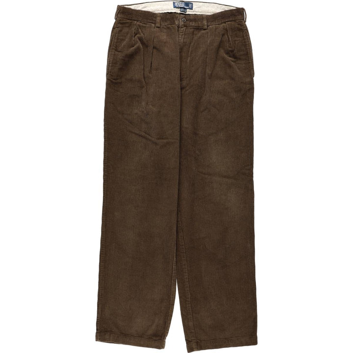 Ralph Lauren POLO by Ralph Lauren ANDREW PANT, two-pleat corduroy pants, men's size W34. cotton brown type Vintage Second Hand