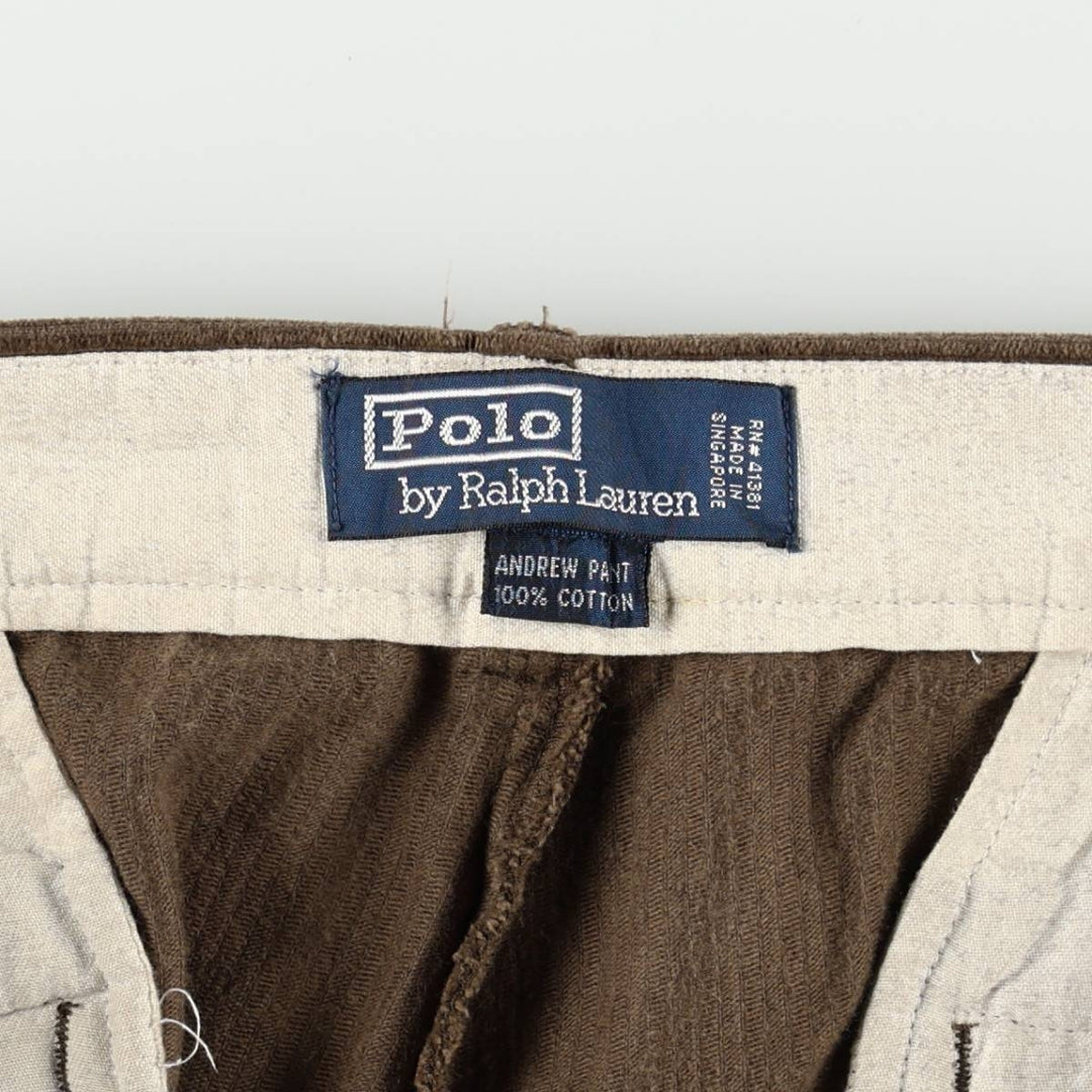 Ralph Lauren POLO by Ralph Lauren ANDREW PANT, two-pleat corduroy pants, men's size W34. cotton brown type Vintage Second Hand