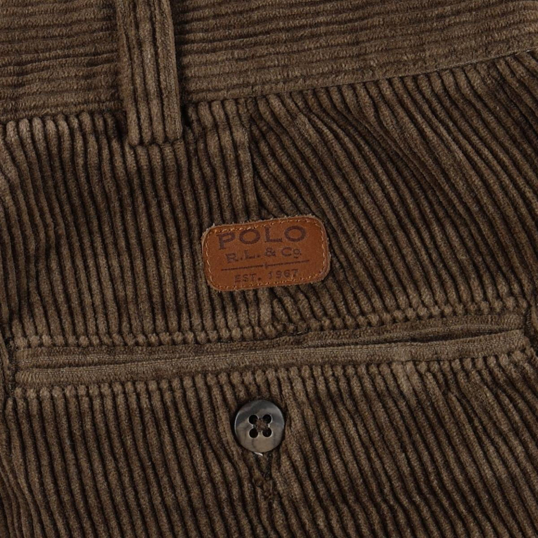 Ralph Lauren POLO by Ralph Lauren ANDREW PANT, two-pleat corduroy pants, men's size W34. cotton brown type Vintage Second Hand