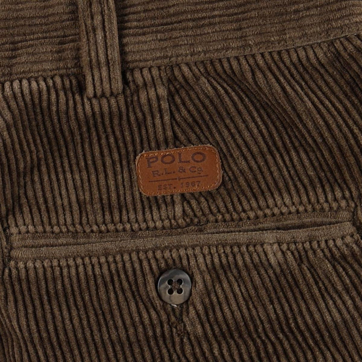 Ralph Lauren POLO by Ralph Lauren ANDREW PANT, two-pleat corduroy pants, men's size W34. cotton brown type Vintage Second Hand