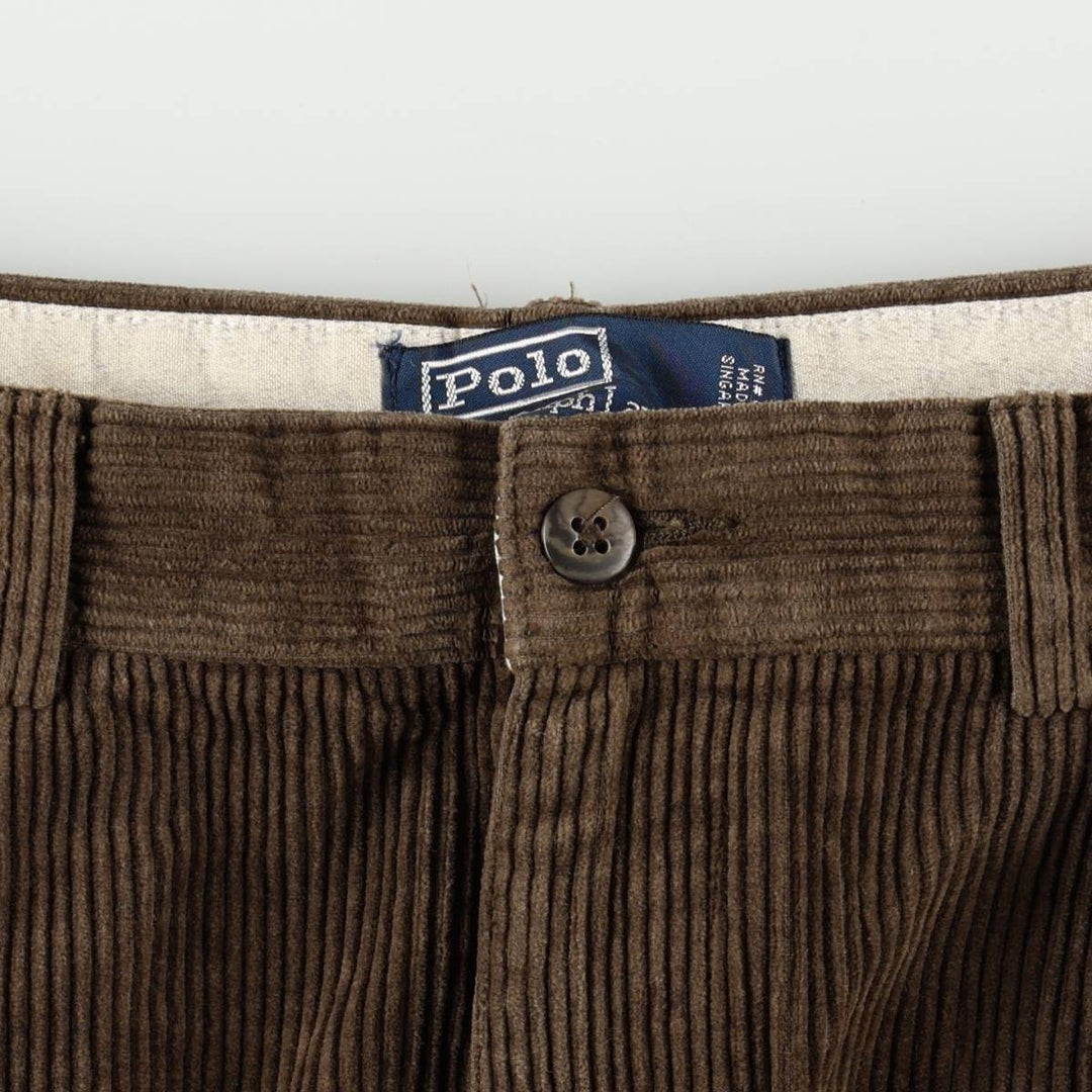 Ralph Lauren POLO by Ralph Lauren ANDREW PANT, two-pleat corduroy pants, men's size W34. cotton brown type Vintage Second Hand