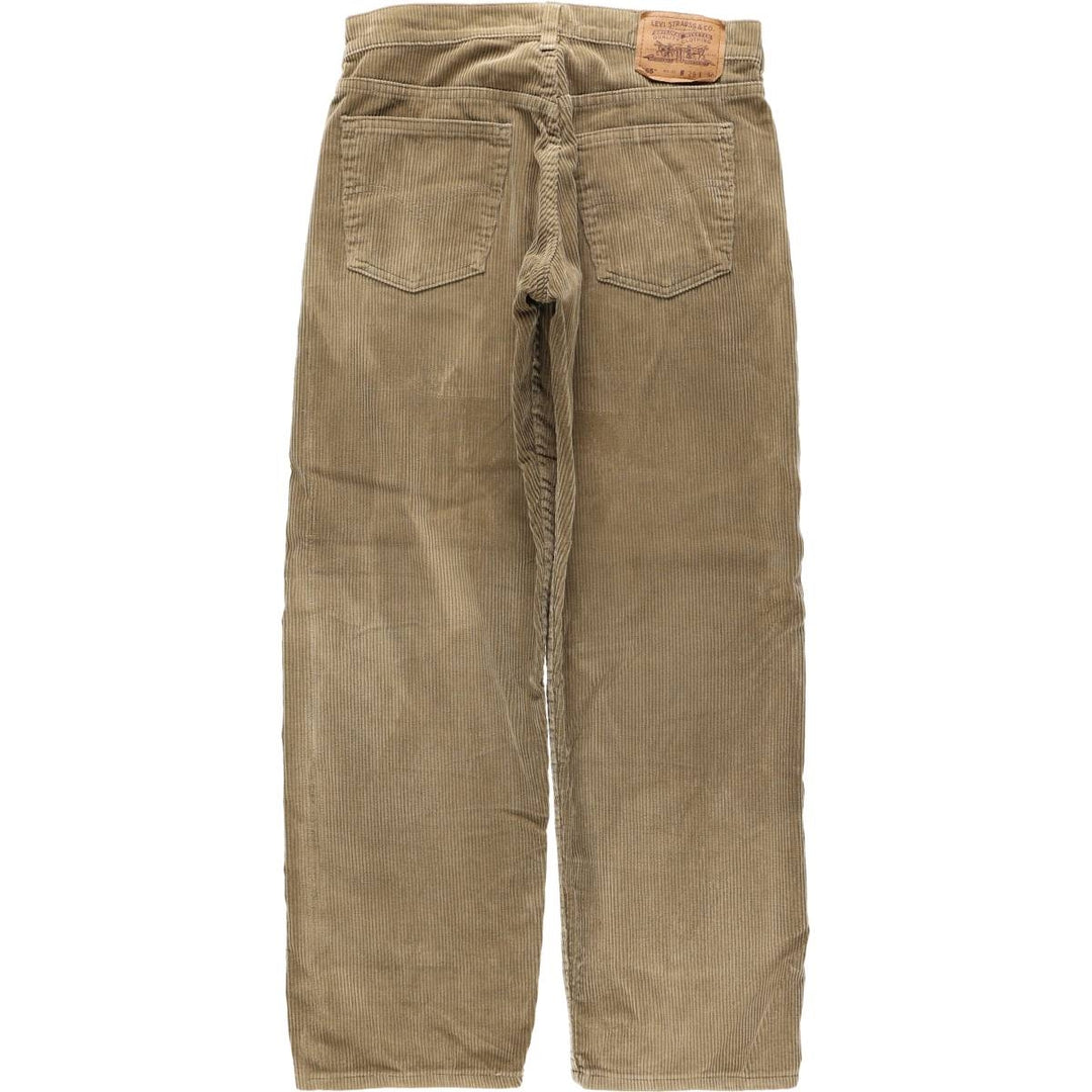 1990'S Levi's 565 Loose Fit Wide Leg Corduroy Pants, Made in USA, Men's Size W32 (approx.), Vintage cotton Khaki type sage green Vintage Second Hand