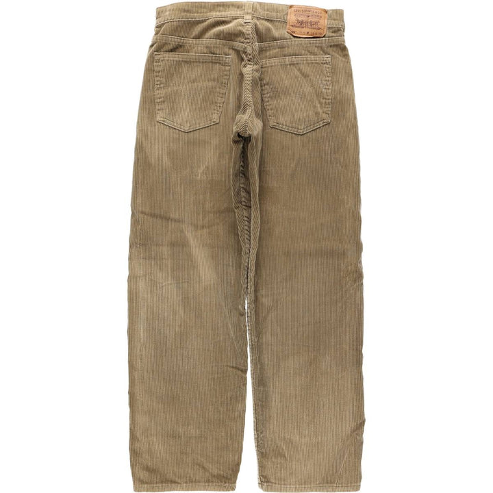 1990'S Levi's 565 Loose Fit Wide Leg Corduroy Pants, Made in USA, Men's Size W32 (approx.), Vintage cotton Khaki type sage green Vintage Second Hand
