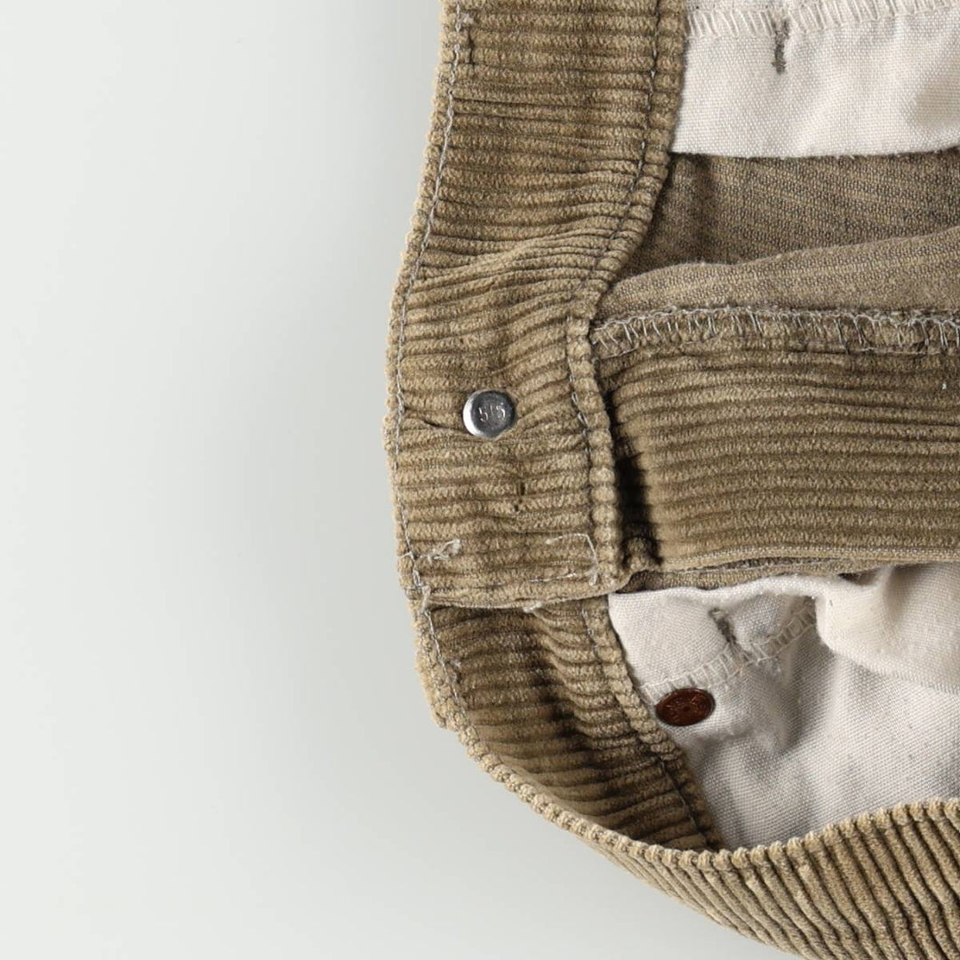 1990'S Levi's 565 Loose Fit Wide Leg Corduroy Pants, Made in USA, Men's Size W32 (approx.), Vintage cotton Khaki type sage green Vintage Second Hand