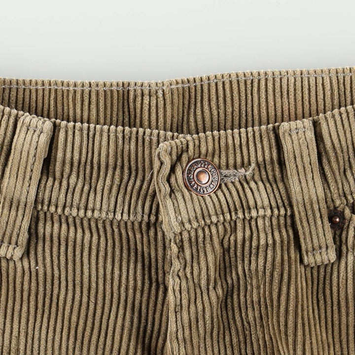 1990'S Levi's 565 Loose Fit Wide Leg Corduroy Pants, Made in USA, Men's Size W32 (approx.), Vintage cotton Khaki type sage green Vintage Second Hand