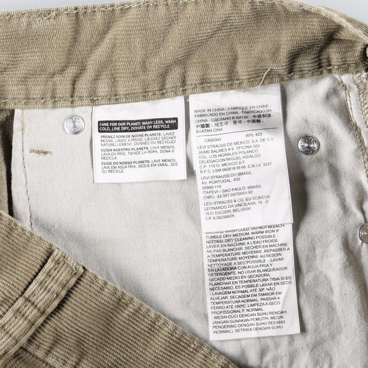 Levi's 505 Corduroy Pants, Men's, Size W32 cotton beige type brown Vintage Second Hand