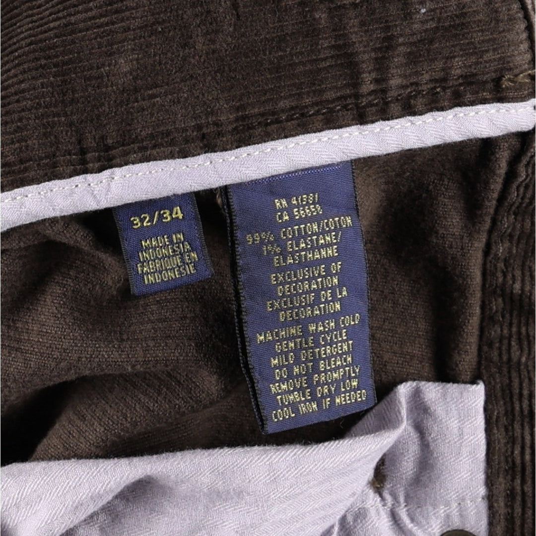 ~90'S Ralph Lauren POLO RALPH LAUREN SLIM FIT Corduroy Pants Men's W34 (approx.) Vintage cotton dark chocolate Vintage Second Hand