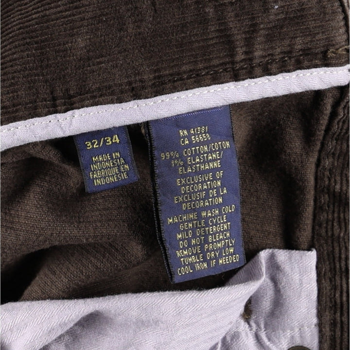 ~90'S Ralph Lauren POLO RALPH LAUREN SLIM FIT Corduroy Pants Men's W34 (approx.) Vintage cotton dark chocolate Vintage Second Hand