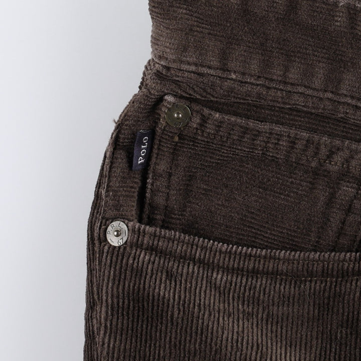 ~90'S Ralph Lauren POLO RALPH LAUREN SLIM FIT Corduroy Pants Men's W34 (approx.) Vintage cotton dark chocolate Vintage Second Hand