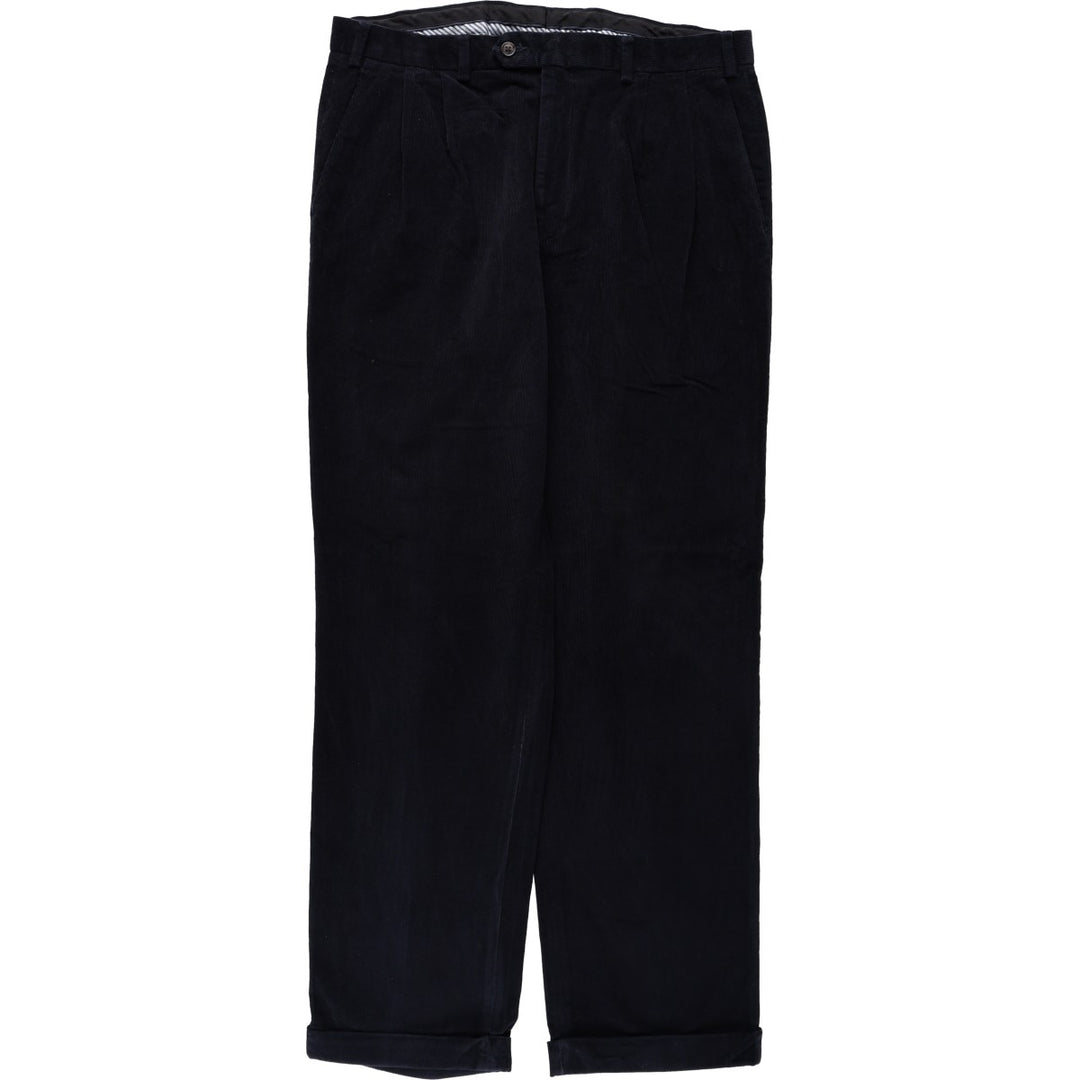 Ralph Lauren LAUREN Two-pleat Corduroy Pants, Men's, Size W34 cotton black type Vintage Second Hand