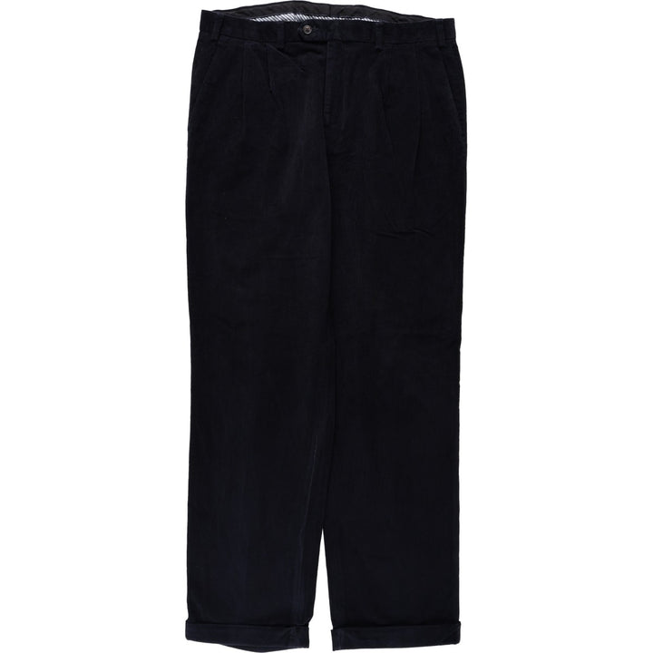 Ralph Lauren LAUREN Two-pleat Corduroy Pants, Men's, Size W34 cotton black type Vintage Second Hand