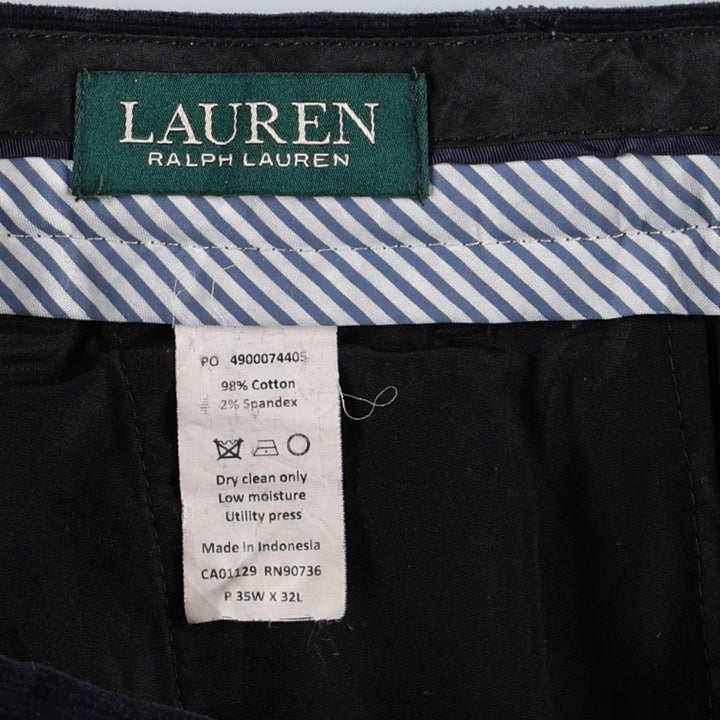 Ralph Lauren LAUREN Two-pleat Corduroy Pants, Men's, Size W34 cotton black type Vintage Second Hand