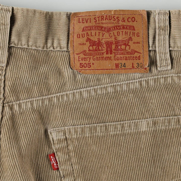 2000'S Levi's 505 Regular Fit Straight Leg Corduroy Pants, Men's Size W34 (approx.) cotton Beige type Vintage Second Hand