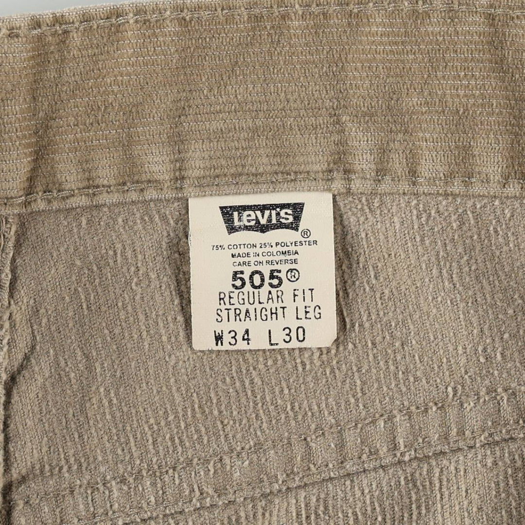 2000'S Levi's 505 Regular Fit Straight Leg Corduroy Pants, Men's Size W34 (approx.) cotton Beige type Vintage Second Hand