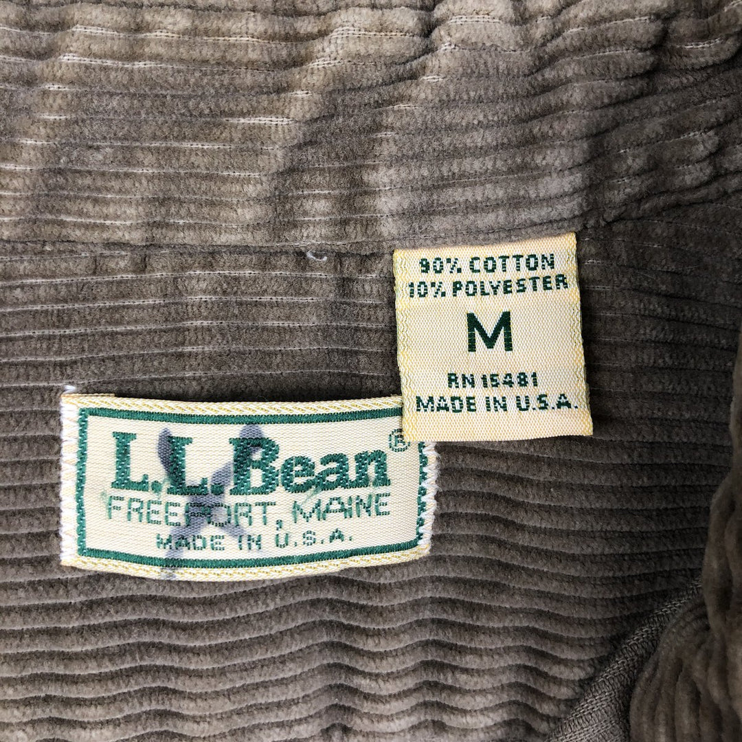 LLBean Long-Sleeve Corduroy Shirt, Made in USA, Men's Size M (approx.) cotton beige type brown Vintage Second Hand
