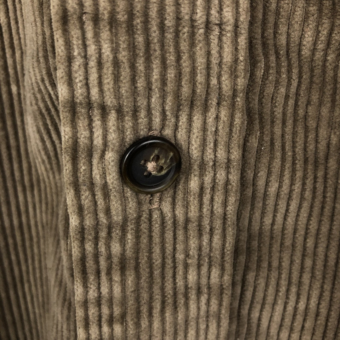 LLBean Long-Sleeve Corduroy Shirt, Made in USA, Men's Size M (approx.) cotton beige type brown Vintage Second Hand