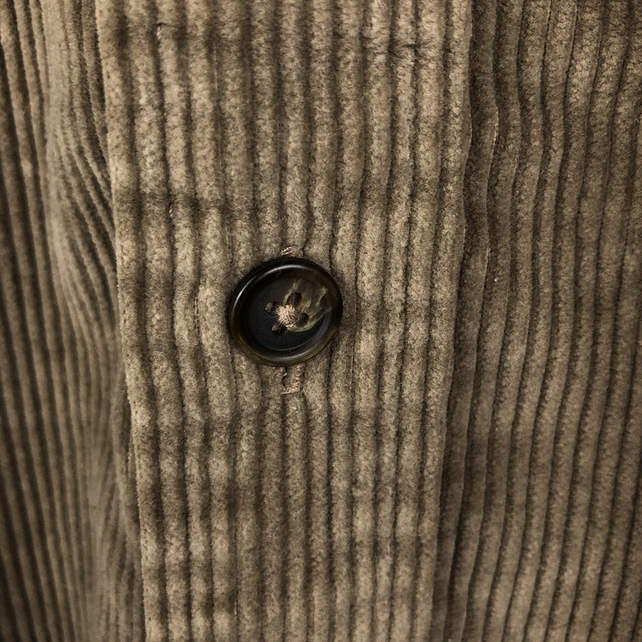 LLBean Long-Sleeve Corduroy Shirt, Made in USA, Men's Size M (approx.) cotton beige type brown Vintage Second Hand
