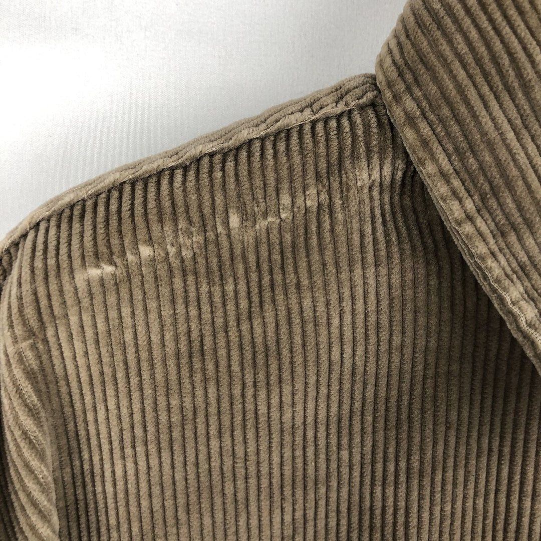 LLBean Long-Sleeve Corduroy Shirt, Made in USA, Men's Size M (approx.) cotton beige type brown Vintage Second Hand