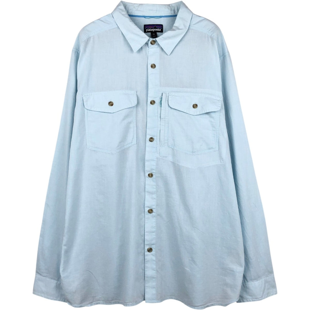 Patagonia 52126SP19 Ripstop Long-Sleeve Fishing Shirt, Men's XXL (approx.) Organic cotton Blue type light blue Vintage Second Hand