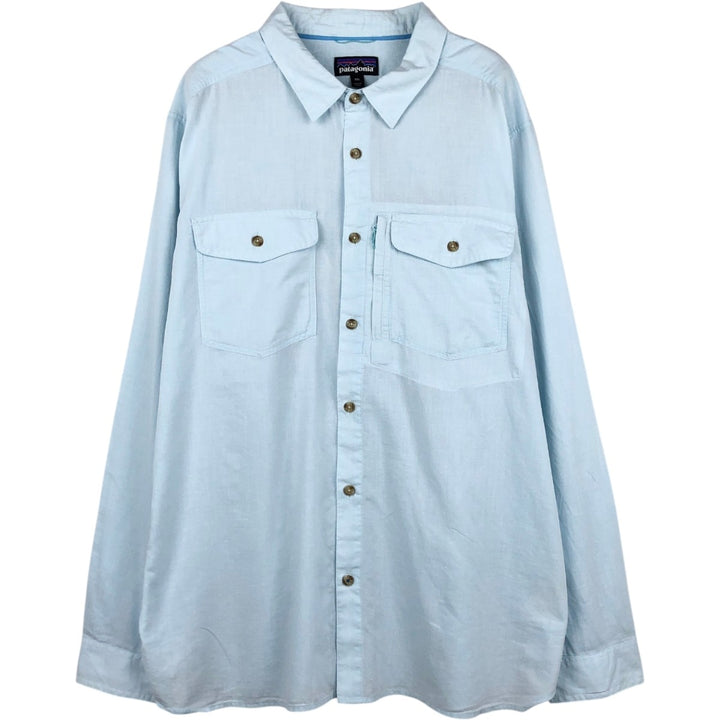 Patagonia 52126SP19 Ripstop Long-Sleeve Fishing Shirt, Men's XXL (approx.) Organic cotton Blue type light blue Vintage Second Hand