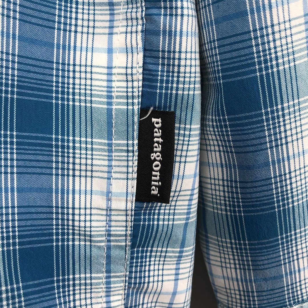 Patagonia 52196SP16 Check Pattern Long Sleeve Fishing Shirt, Men's Size XL (approx.) Nylon turquoise blue Vintage Second Hand