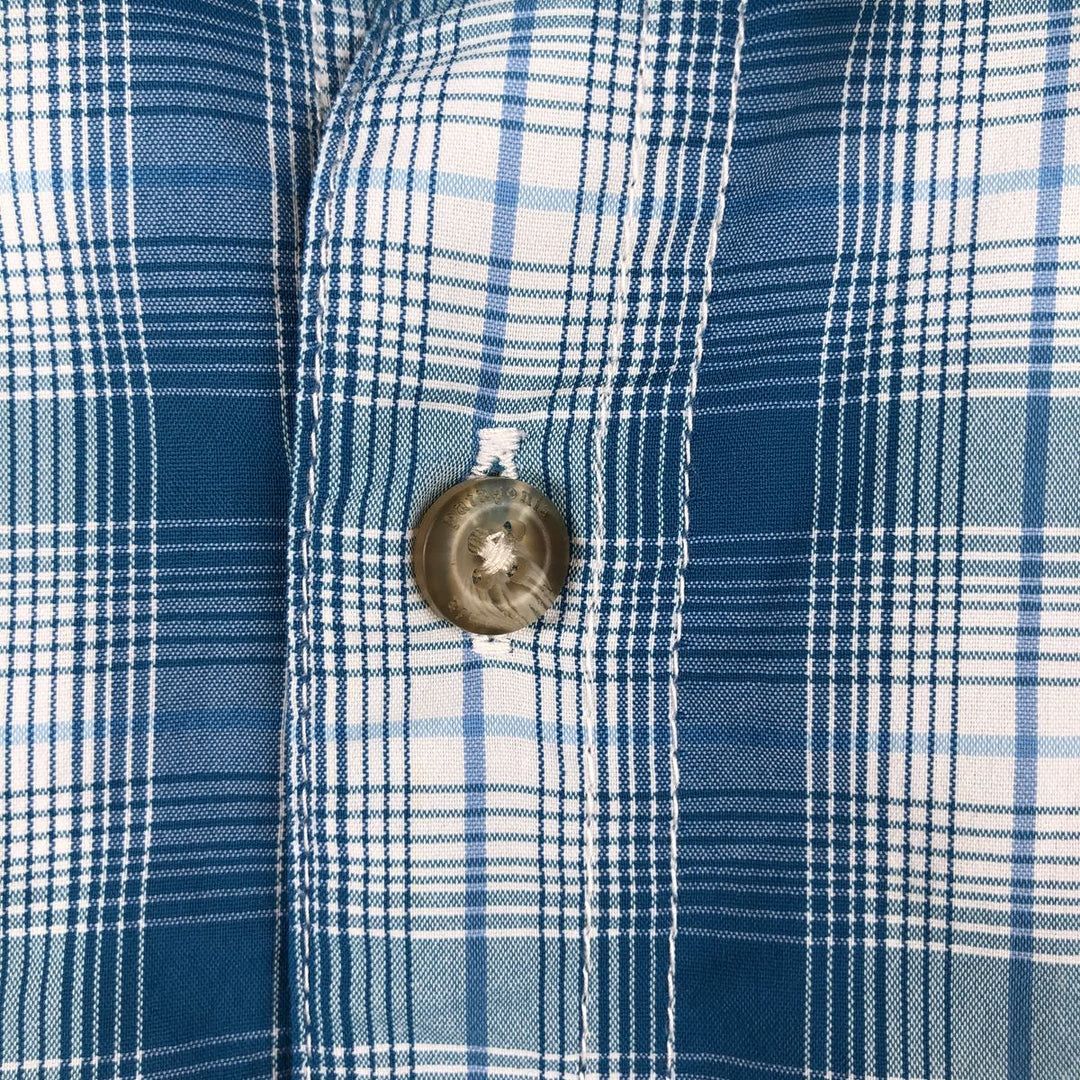 Patagonia 52196SP16 Check Pattern Long Sleeve Fishing Shirt, Men's Size XL (approx.) Nylon turquoise blue Vintage Second Hand