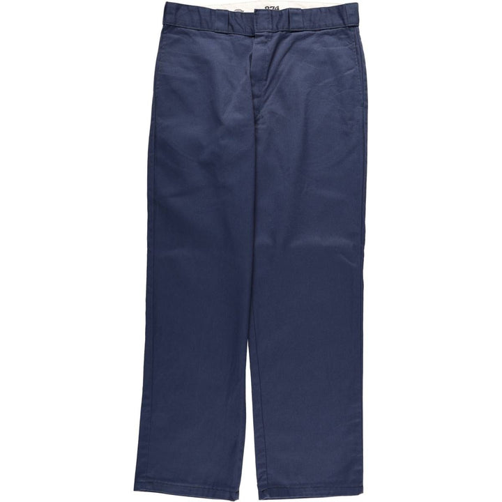 Dickies 874 Original Fit Work Pants, Men's, Size W34 polyester Navy blue Vintage Second Hand