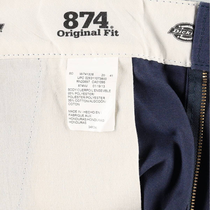 Dickies 874 Original Fit Work Pants, Men's, Size W34 polyester Navy blue Vintage Second Hand