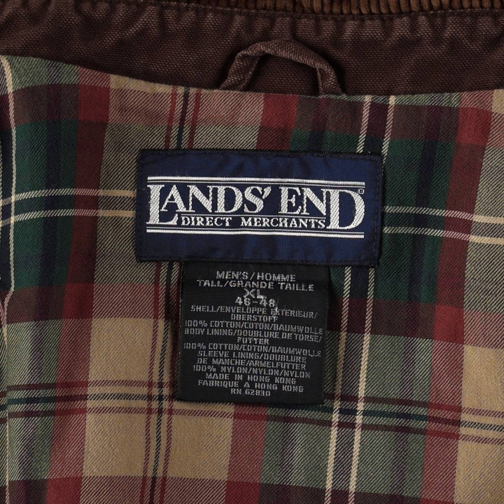 1990'S Lands' End corduroy collar hunting jacket, men's size XL (approx.) cotton brown type Vintage Second Hand