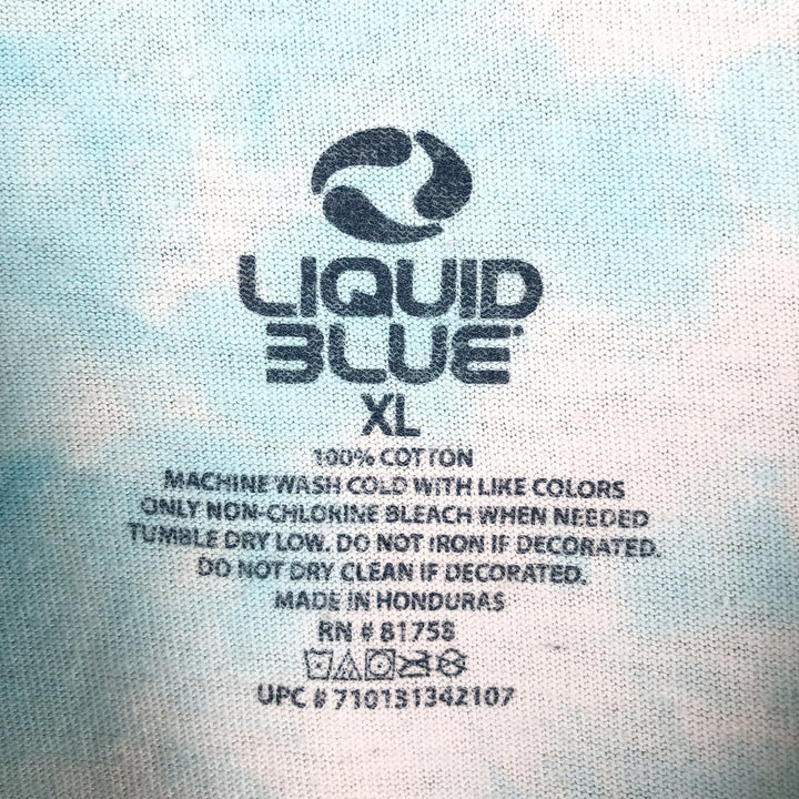 Liquid Blue Alice's Adventures in Wonderland Tie-Dye Pattern Movie T-Shirt (Men's XL equivalent) cotton Blue type light blue Vintage Second Hand